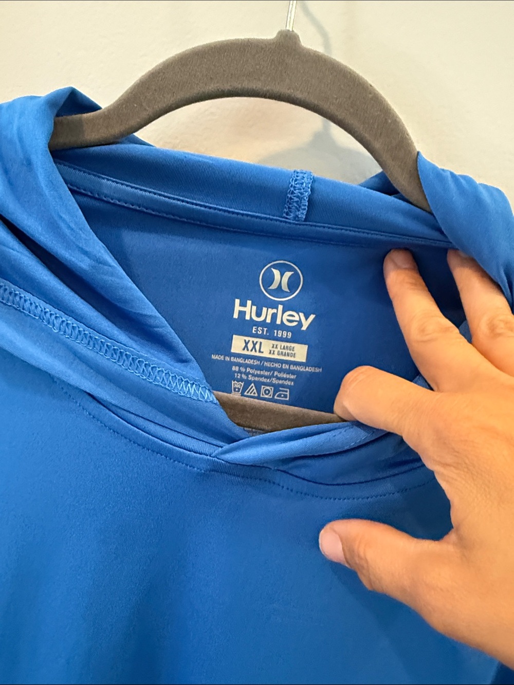 Hurley Blue Long Sleeve Hooded Sun Shirt nwot - Picture 3 of 6